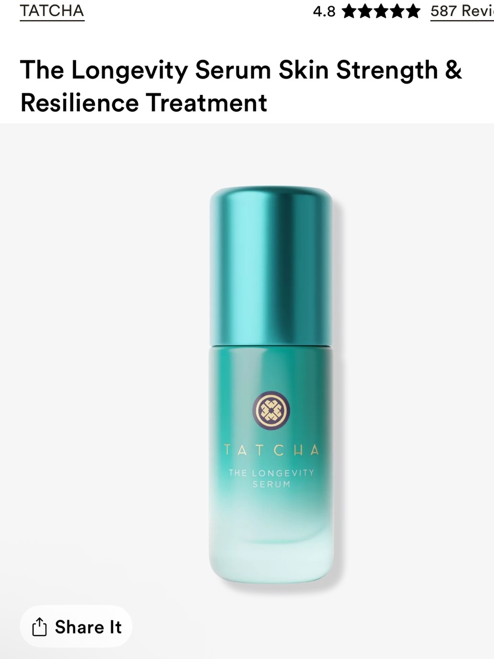 Tatcha Longevity Serum - Aqua Teal Bottle